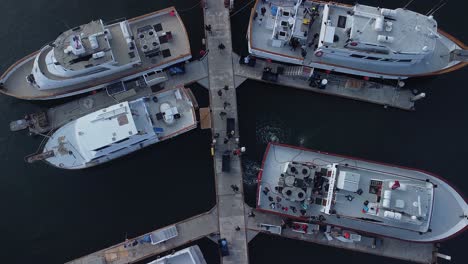 Overhead-view-of-HM-Landing-dock,-Patriot-Sportfishing,-Excalibur