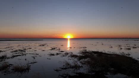 Sonnenuntergang-Luftbild-Mobile-Bay,-Alabama