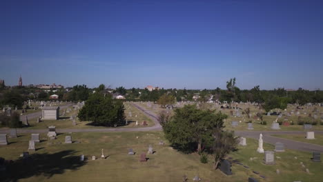 Closing-shot-of-a-graveyard-during-a-bright-sunny-day