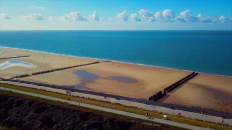 A-Drone-shot-of-the-beach-in-the-Netherlands