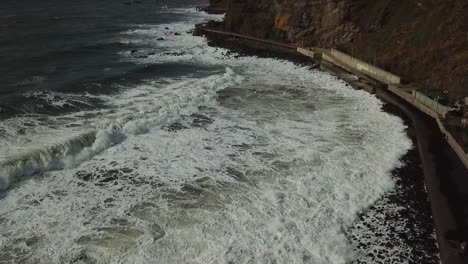 Drone-shot-of-the-waves-in-Madeira