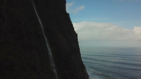 Drone-shot-of-a-little-waterfall-in-Madeira