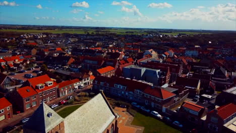 A-Drone-shot-of-the-small-town-Zoutelande-in-the-Netherlands