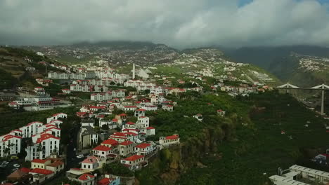 Drone-shot-of-a-beautiful-town-in-Madeira