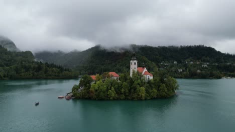 Bleder-See-Slowenien-Drohne-Luftaufnahme