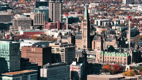 Ottawa-City-Downtown-Parliament-Aerial-Long-Lens-Zoom