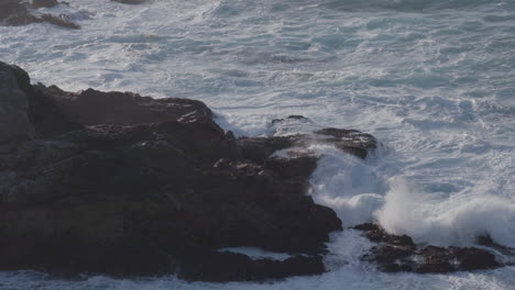 Stationary-shot-of-angry-waves-crashing-along-the-rocky-shore-of-Big-Sur-Beach-California
