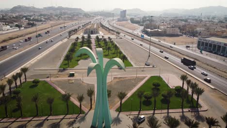 Palm-tree-Park-over-the-morning-Commute-in-Saudi-Arabia-in-Jeddah