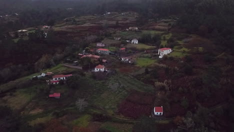 Drone-shot-of-a-small-town-in-Madeira
