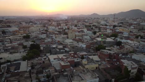 Jeddah-town-in-Saudia-Arabia-with-the-sunset-on-the-background-in-a-very-hot-day