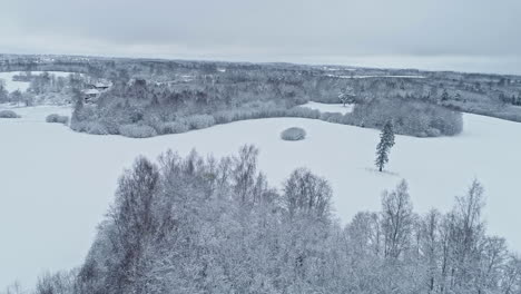 Filmación-De-Drones-Cinematográficos-Volando-Sobre-Un-Paisaje-Invernal-De-Alpes-Cubiertos-De-Nieve-Y-Nubes-Blancas