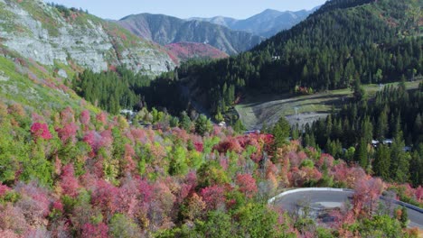 Bäume-In-Herbstfarben-Zwischen-Den-Hohen-Bergen-Des-Sundance-Resorts