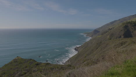 Stationary-distance-shot-of-waves-rolling-though-the-Pacific-Ocean-located-in-Big-Sur-California