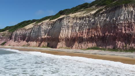 Colorful-Cliffside-Brazilian-Beach-in-the-North-East-Desert-during-High-Tide