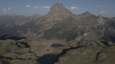 Drone-footage-of-the-Ayous-lakes-in-front-of-the-Ayous-peak-at-the-Pyrenees-mountains