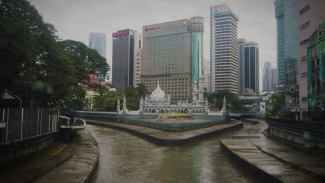A-static-wide-shot-of-old-mosque---Masjid-Jamek