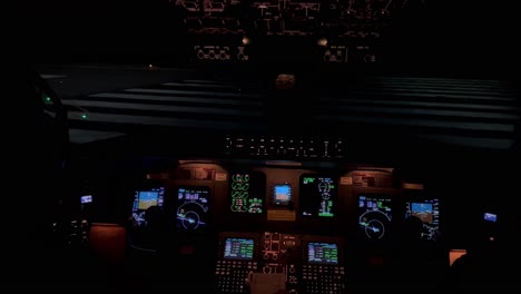 Stunning-view-of-a-jet-cockpit-aligning-in-the-runway-for-departure