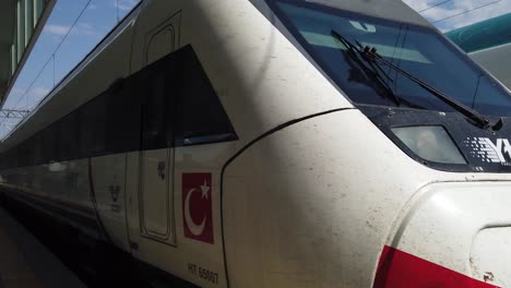 Electric-high-speed-train-arrives-at-station