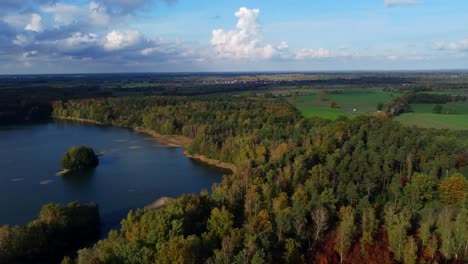 Drone-flight-over-"Velpker-Schweiz"-lakes-in-Germany