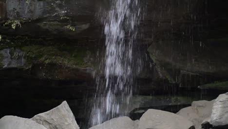 Waterfall-with-dark-background-and-granite-rocks