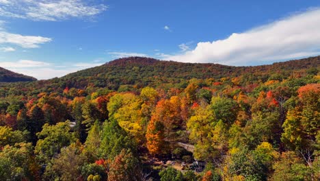 An-aerial-view-high-over-colorful-trees-during-the-fall-foliage-in-upstate-NY