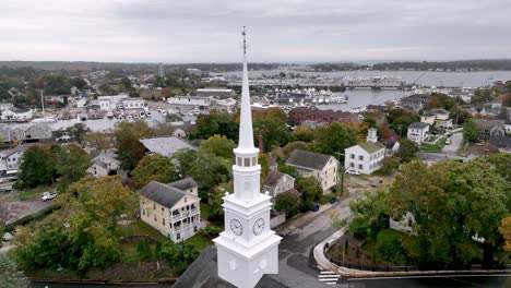 slow-aerial-around-church-steeple-in-mystic-connecticut