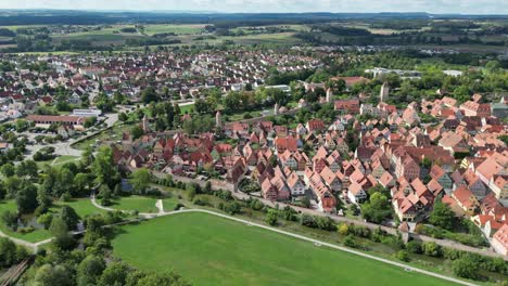 Dinkelsbuhl-town-establishing-shot-,Bavaria,-southern-Germany-drone-aerial-view
