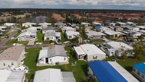 4K-Drone-Video-of-Mobile-Homes-Destructed-by-Hurricane-Ian-in-North-Port,-Florida---12