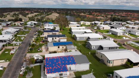 4K-Drone-Video-of-Hurricane-Damage-at-Mobile-Home-Park-in-North-Port,-Florida---11