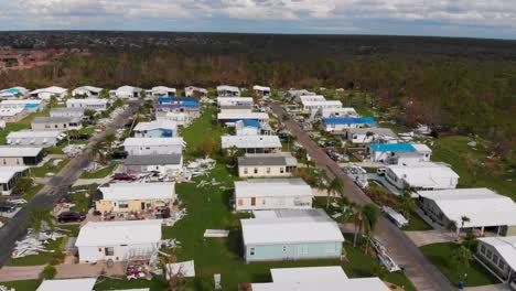 4K-Drone-Video-of-Mobile-Homes-Devestated-by-Hurricane-Ian-in-North-Port,-Florida---16