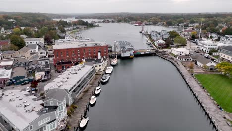 Mystic-Connecticut-aerial-down-the-Mystic-River