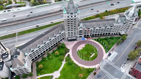 high-aerial-over-the-SUNY-Albany-Administration-Building