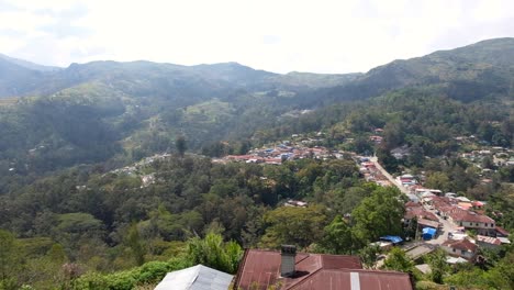 Panoramic-view-of-rugged-mountainous-and-rural-countryside-landscape-of-historic-Maubisse-town-in-Ainaro-district-of-Timor-Leste,-Southeast-Asia