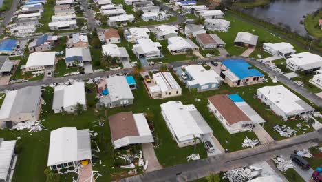 4K-Drone-Video-of-Tarps-on-Roofs-of-Mobile-Homes-Damaged-by-Hurricane-Ian-in-North-Port,-Florida---26