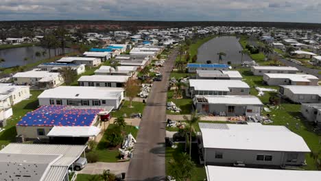 4K-Drone-Video-of-Mobile-Homes-in-North-Port,-FL-Damaged-by-Hurricane-Ian---09