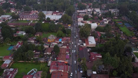 Aerial-drone-shot-of-a-colorful-village