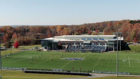 Aerial-footage-of-a-College-Soccer-game-in-upstate-New-York