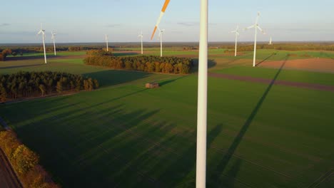 Aerial-linear-view-on-a-field-of-windturbines-in-Germany