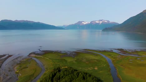 4K-Drone-Video-of-Shoup-Bay-State-Marine-Park-beyond-Port-Valdez-in-Valdez-AK-during-Sunny-Summer-Day
