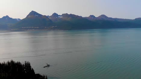 4K-Drone-Video-of-Fishing-Boat-near-Homestead-Trail-in-Valdez-AK-during-Sunny-Summer-Day