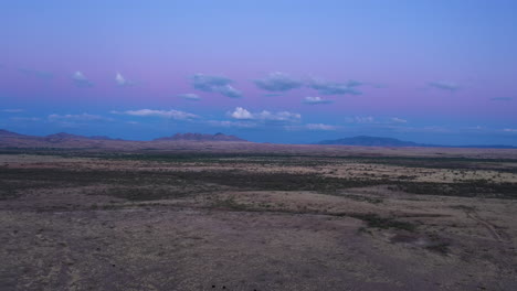 Sonoita-Arizona-farmland-at-dusk,-drone-flight
