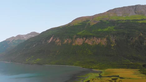 4K-Drone-Video-of-Mountain-Surrounding-Port-Valdez-in-Valdez-AK-during-Sunny-Summer-Day