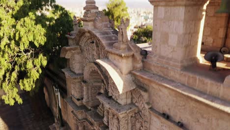 Arequipa-cathedral-entrance-climbing-higher-Drone