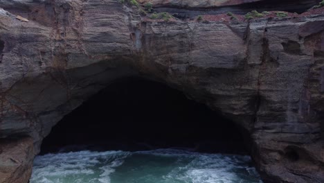 Flyaway-shot-of-a-sea-cave