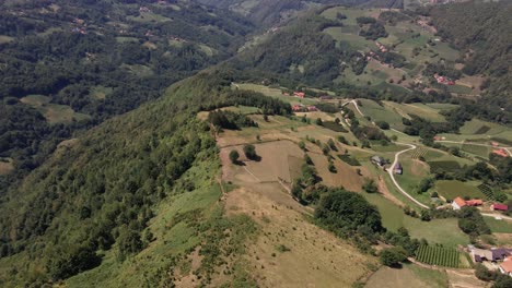Aerial-view-of-highest-peak-balcans-mountain-in-tara-serbia-national-park-summer-holidays-destination-in-Europe,-drone-fly-above-wild-natural-landscape