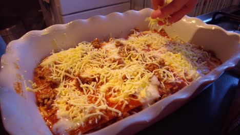 Fresh-Cheese-Being-Sprinkled-Over-Lasagne-Dish