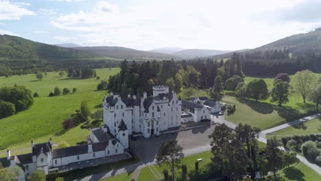 Aerial-pull-back-shot-revealing-Blair-Castle-on-a-sunny-day