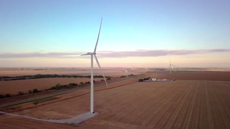 Wind-mill-Turbines-Spin-Creating-Green-Renewable-Clean-Energy-Electricity-With-Net-Zero-Greenhouse-Gas-Carbon-Footprint-Emissions-To-Reduce-Climate-Change-In-Wheat-Fields-Of-Nebraska-Stock-Video-#5