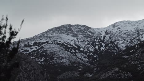 Picturesque-static-shot-of-snowy-mountain-range,-Sardinia-wilderness,-day
