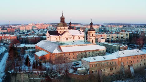The-monastery-in-Berdichev-city-Ukraine-aerial-panorama-view